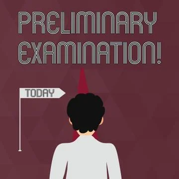 Writing note showing Preliminary Examination. Business photo showcasing taken Illustrazione stock