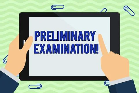 Writing note showing Preliminary Examination. Business photo showcasing taken 스톡 일러스트