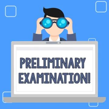 Writing note showing Preliminary Examination. Business photo showcasing taken Illustrazione stock