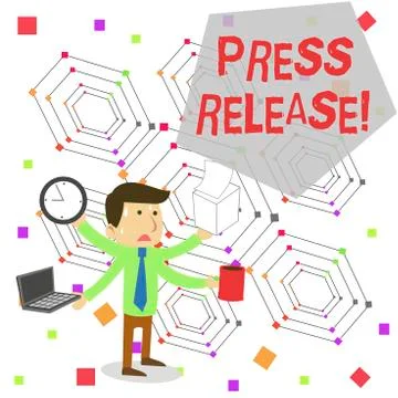 Writing note showing Press Release. Business photo showcasing statement from a Illustrazione stock