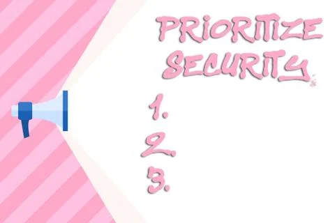 Writing note showing Prioritize Security. Business photo showcasing designate Ilustración de archivo