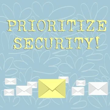 Writing note showing Prioritize Security. Business photo showcasing designate Ilustração Stock