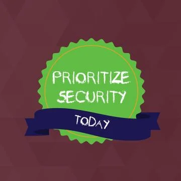 Writing note showing Prioritize Security. Business photo showcasing designate Ilustración de archivo