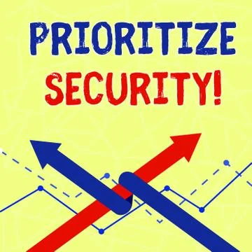 Writing note showing Prioritize Security. Business photo showcasing designate Ilustración de archivo