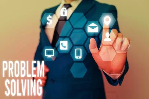 Writing note showing Problem Solving. Business photo showcasing process of Foto stock
