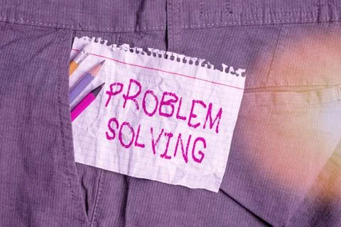 Writing note showing Problem Solving. Business photo showcasing process of Foto stock
