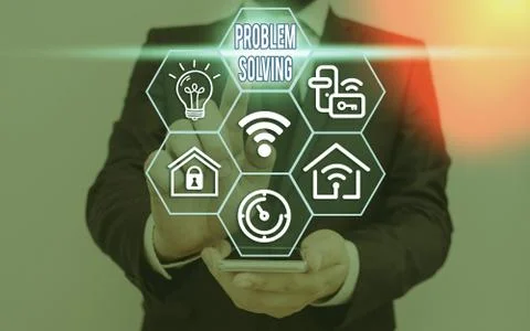 Writing note showing Problem Solving. Business photo showcasing process of Foto stock