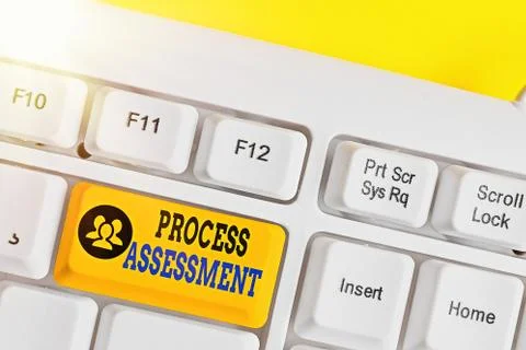 Writing note showing Process Assessment. Business photo showcasing disciplined Stock Photos