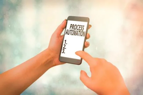 Writing note showing Process Automation. Business photo showcasing the use of 写真素材