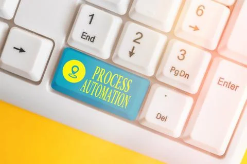 Writing note showing Process Automation. Business photo showcasing the use of Fotos de archivo