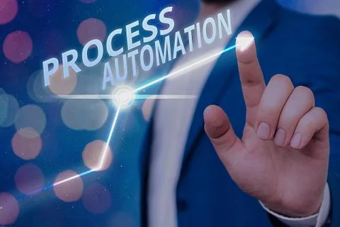 Writing note showing Process Automation. Business photo showcasing the use of Foto stock