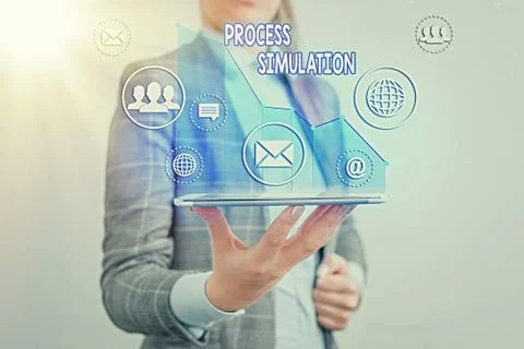 Writing note showing Process Simulation. Business photo showcasing Technical Stock Photos