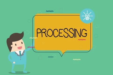 Writing note showing Processing. Business photo showcasing Series of mechanical Stock Illustration
