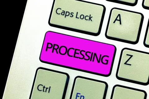 Writing note showing Processing. Business photo showcasing Series of mechanical Stockfoto's