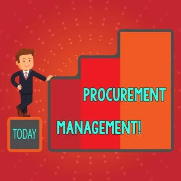 Writing note showing Procurement Management. Business photo showcasing obtaining Stock Illustration