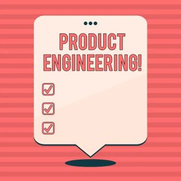 Writing note showing Product Engineering. Business photo showcasing process of Stock Illustration