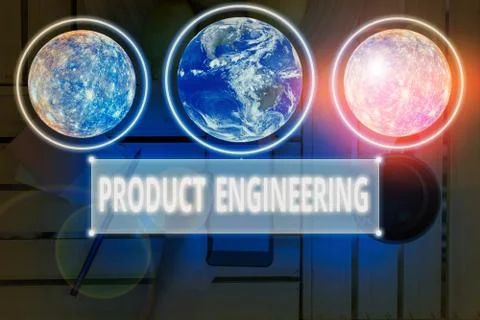 Writing note showing Product Engineering. Business photo showcasing process of Foto stock
