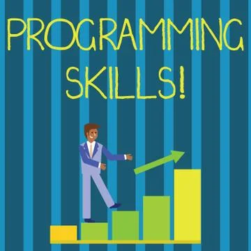 Writing note showing Programming Skills. Business photo showcasing skills vital Ilustración de archivo