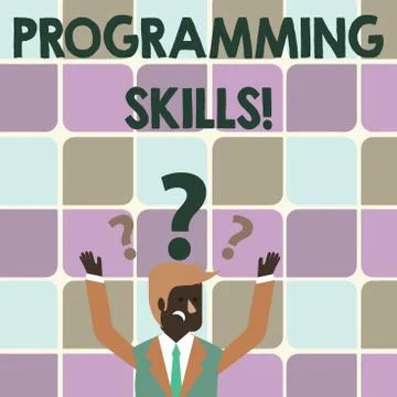 Writing note showing Programming Skills. Business photo showcasing skills vital 스톡 일러스트