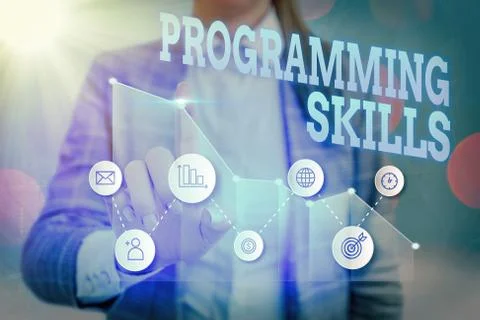 Writing note showing Programming Skills. Business photo showcasing expertise Stock Photos