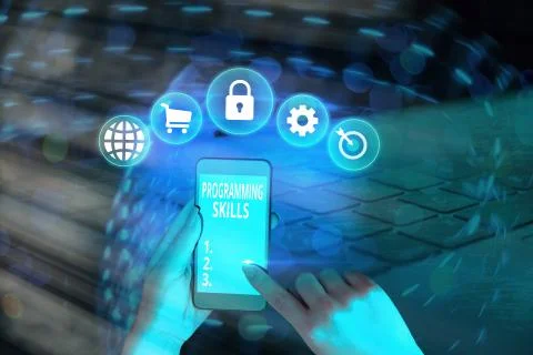 Writing note showing Programming Skills. Business photo showcasing expertise Stock-Fotos