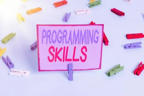 Writing note showing Programming Skills. Business photo showcasing expertise Stock-Fotos