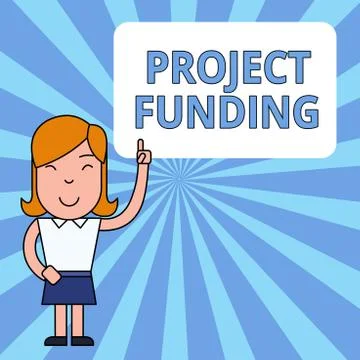 Writing note showing Project Funding. Business photo showcasing paying for start Stock Illustration