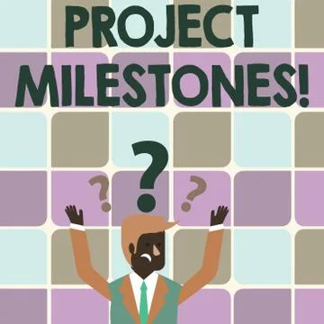 Writing note showing Project Milestones. Business photo showcasing duration that イラスト素材