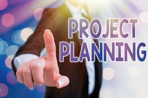Writing note showing Project Planning. Business photo showcasing schedules such Stock Photos