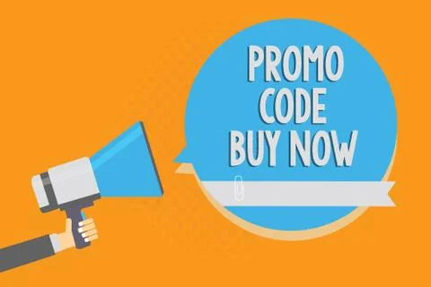 Writing note showing Promo Code Buy Now. Business photo showcasing Giving gre Stock Illustration