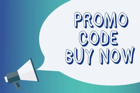 Writing note showing Promo Code Buy Now. Business photo showcasing Giving gre Stock Illustration