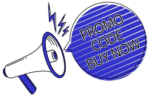 Writing note showing Promo Code Buy Now. Business photo showcasing Giving gre Stock Illustration