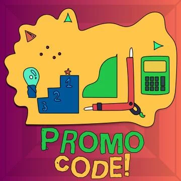 Writing note showing Promo Code. Business photo showcasing consisting letters Stock-Illustration