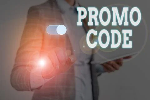 Writing note showing Promo Code. Business photo showcasing digital numbers that Foto stock