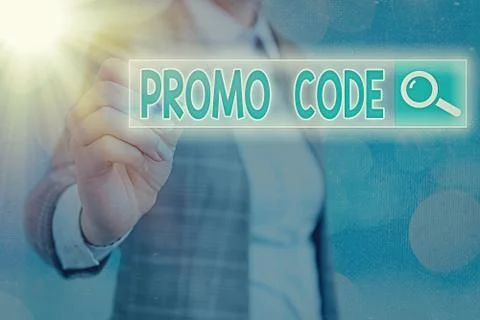 Writing note showing Promo Code. Business photo showcasing letters or numbers Stock-Fotos