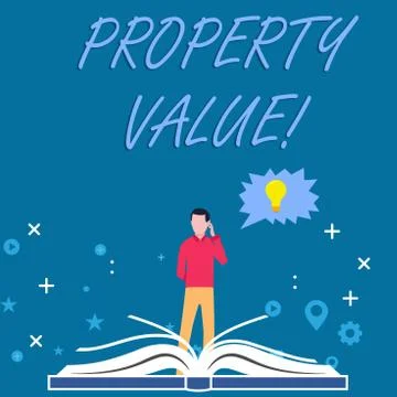 Writing note showing Property Value. Business photo showcasing refers to the Stock Illustration