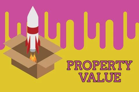 Writing note showing Property Value. Business photo showcasing Worth of a land Stock Illustration