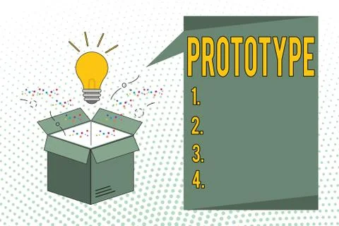 Writing note showing Prototype. Business photo showcasing Preliminary project Stock Illustration