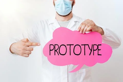 Writing note showing Prototype. Business photo showcasing first and usually Fotos Stock
