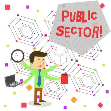 Writing note showing Public Sector. Business photo showcasing the part of an 库存插图