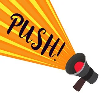 Writing note showing Push. Business photo showcasing move forward by using force 스톡 일러스트