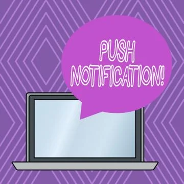 Writing note showing Push Notification. Business photo showcasing automated Stock Illustration