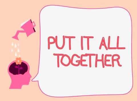 Writing note showing Put It All Together. Business photo showcasing Join 库存插图