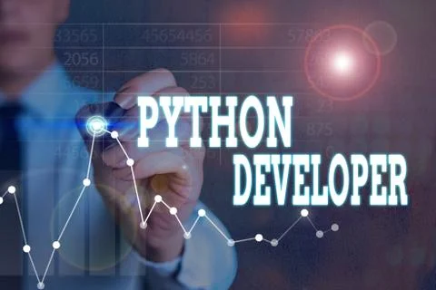 Writing note showing Python Developer. Business photo showcasing responsible for Stock Photos