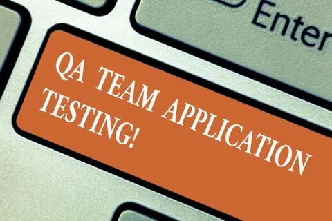 Writing note showing Qa Team Application Testing. Business photo showcasing Stock Photos