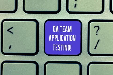 Writing note showing Qa Team Application Testing. Business photo showcasing Stock Photos