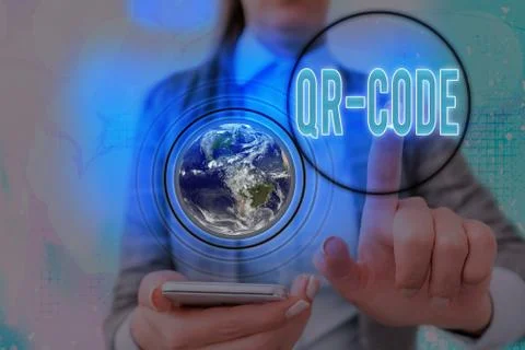 Writing note showing Qr Code. Business photo showcasing the trademark for a type 库存照片