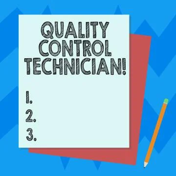 Writing note showing Quality Control Technician. Business photo showcasing Illustrazione stock