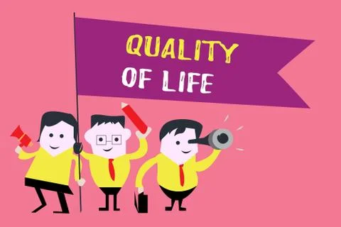 Writing note showing  Quality Of Life. Business photo showcasing being in goo Illustration