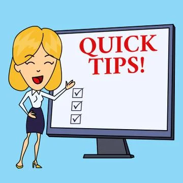 Writing note showing Quick Tips. Business photo showcasing small but Stock Illustration